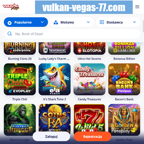 Vulkan Vegas 77 – popularne sloty, sekcja 4